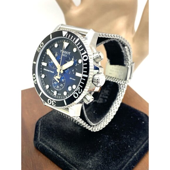 Tissot Men's Watch Seastar Chronograph Swiss Quartz Blue Black T1204171104102 - Picture 2 of 14